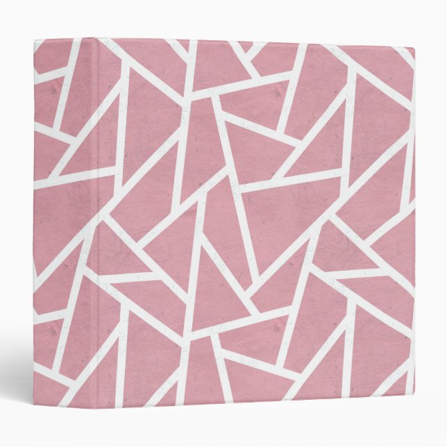 Coral and white mosaic pattern 3 ring binder (Front/Spine)
