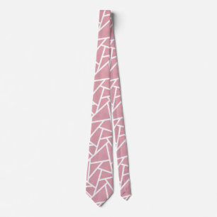 Coral and white mosaic pattern neck tie