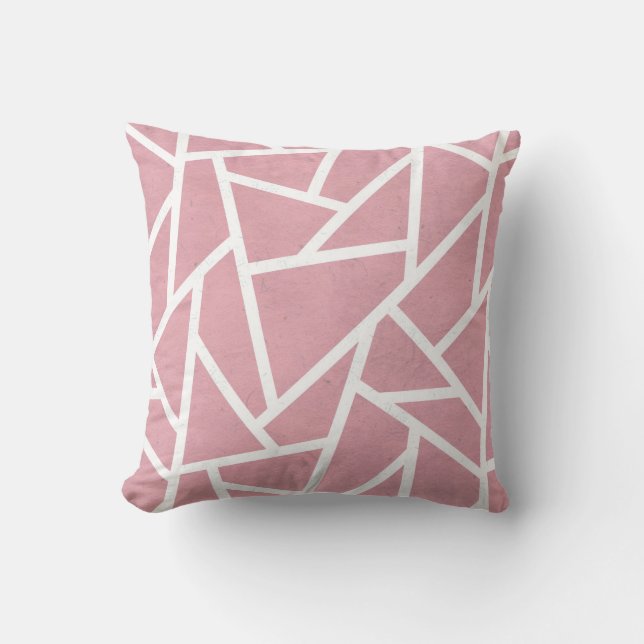 Coral and white mosaic pattern throw pillow (Front)