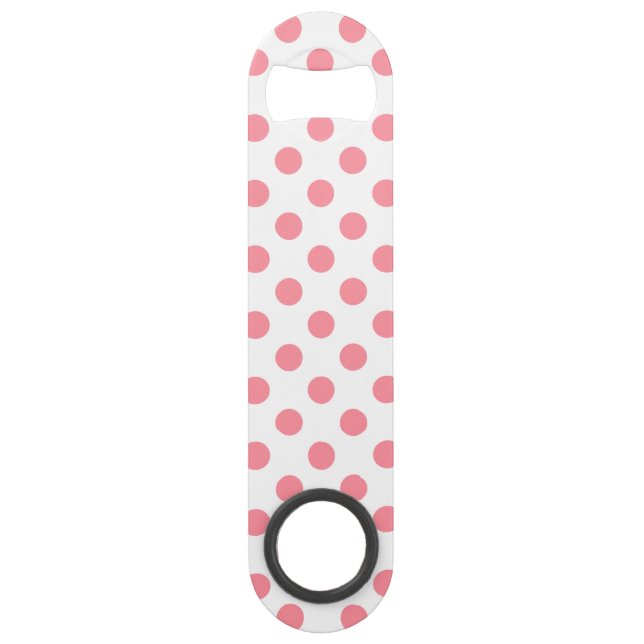 Coral and white polka dots bar key (Front)