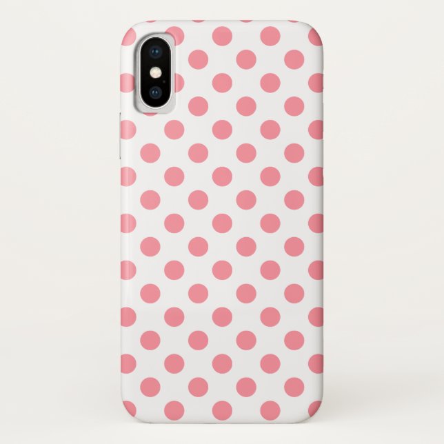 Coral and white polka dots Case-Mate iPhone case (Back)