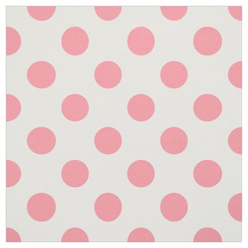Coral and white polka dots fabric