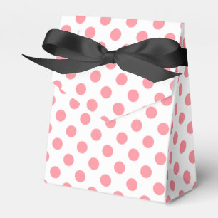 Coral and white polka dots favor boxes