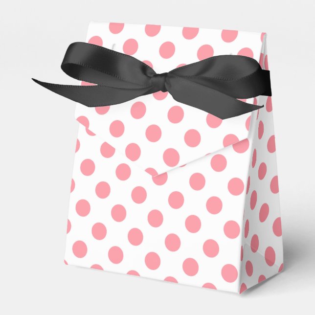 Coral and white polka dots favor boxes (Front Side)