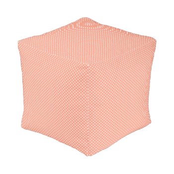 Coral And White Polka Dots Pattern Pouf by MHDesignStudio at Zazzle