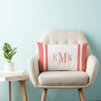 Coral and White Preppy Ribbon Dots Custom Monogram