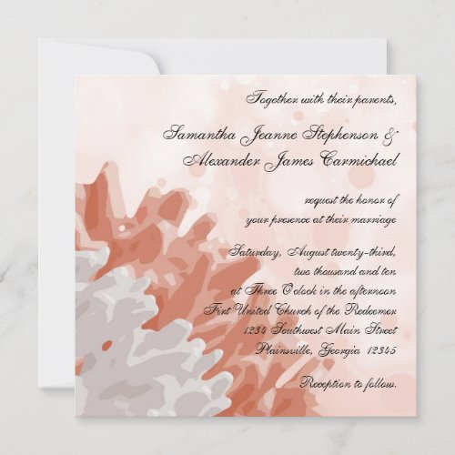 Coral and White Reef Beach Wedding Invitations