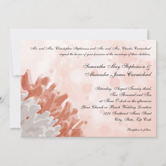 Coral and White Reef Invitation (Front)