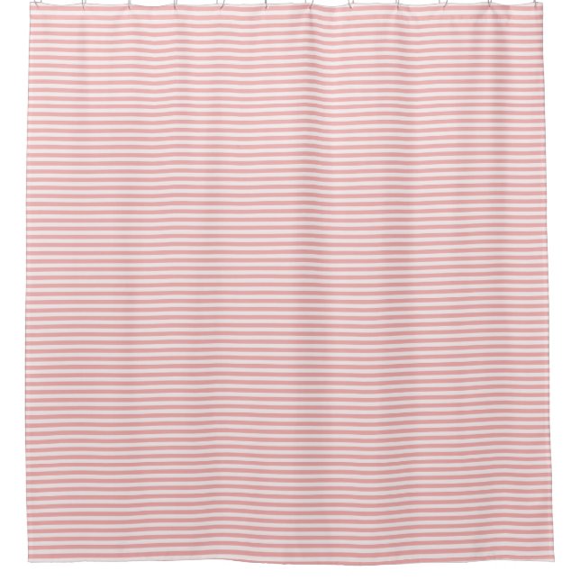 Coral and White Striped Shower Curtain (Front)