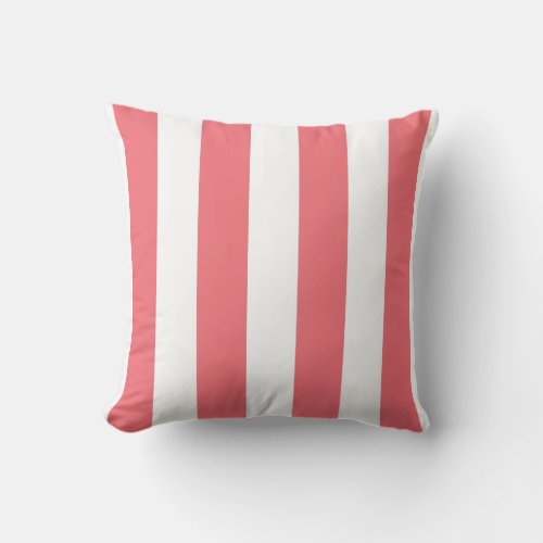 Coral and White Striped Throw Pillow