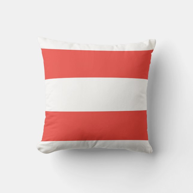 Coral and White Stripes Throw Pillow (Front)