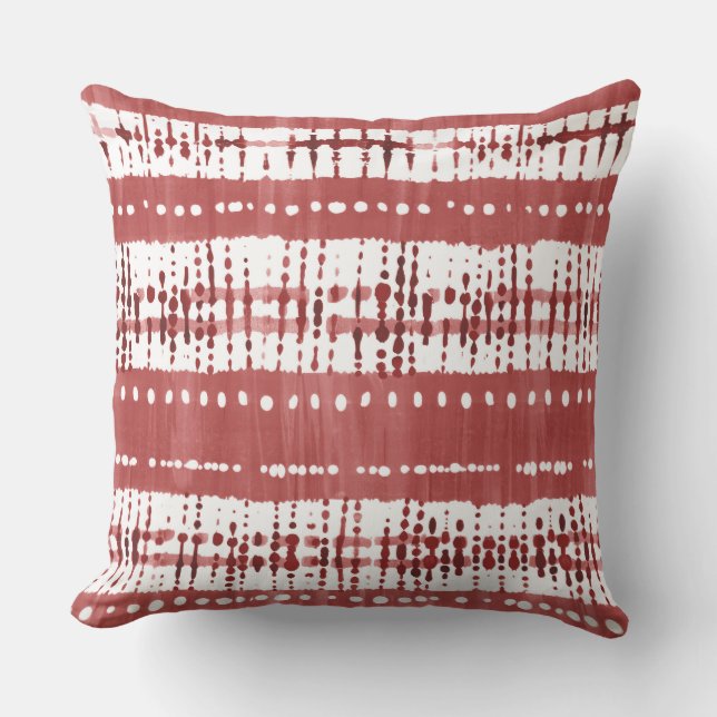 Coral and White Throw Pillow (Front)