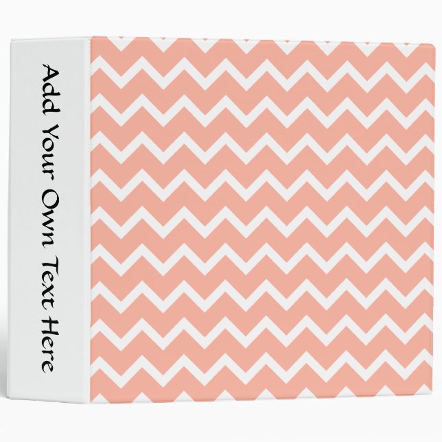 Coral and White Zig Zag Pattern. 3 Ring Binder (Front/Spine)