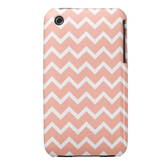 Coral and White Zig Zag Pattern. iPhone 3 Cover