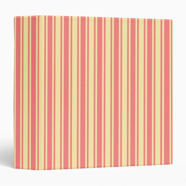 Coral and yellow candy stripes 3 ring binder (Front/Spine)
