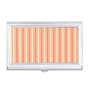 Coral and yellow candy stripes business card case