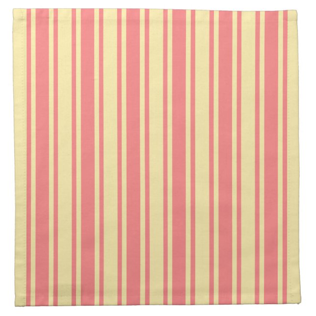 Coral and yellow candy stripes cloth napkin (Front)
