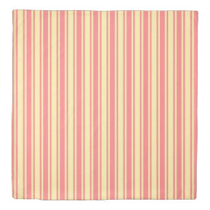 Coral and yellow candy stripes duvet cover