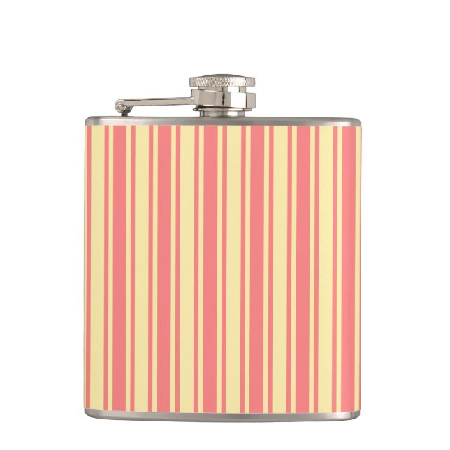 Coral and yellow candy stripes flask (Front)