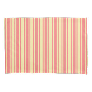 Coral and yellow candy stripes pillow case