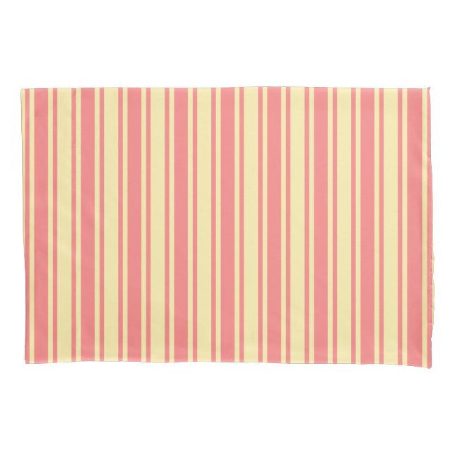 Coral and yellow candy stripes pillow case (Front)