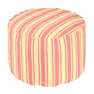 Coral and yellow candy stripes pouf