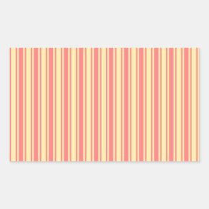 Coral and yellow candy stripes rectangular sticker