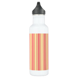 Coral and yellow candy stripes stainless steel water bottle