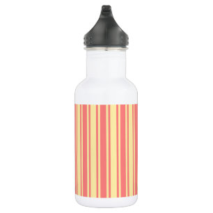 Coral and yellow candy stripes stainless steel water bottle