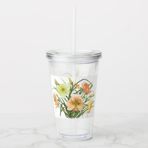 Coral and Yellow Daylily Bouquet Acrylic Tumbler