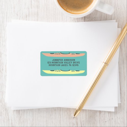 Coral and Yellow Kayaks Return Address Label