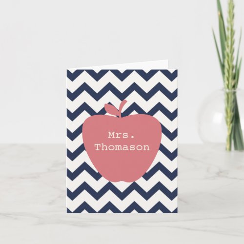 Coral Apple Navy Chevron Teacher Notecard