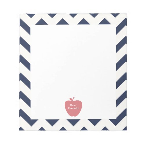 Coral Apple Navy Chevron Teacher Notepad