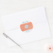 Coral, Aqua, and Gray 1.5" Round Thank You Sticker (Envelope)