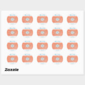 Coral, Aqua, and Gray 1.5" Round Thank You Sticker (Sheet)
