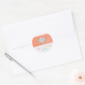 Coral, Aqua, and Gray 1.5" Round Wedding Sticker (Envelope)