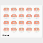 Coral, Aqua, and Gray 1.5" Round Wedding Sticker (Sheet)
