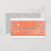 Coral, Aqua, and Gray Damask Placecards (Front/Back)