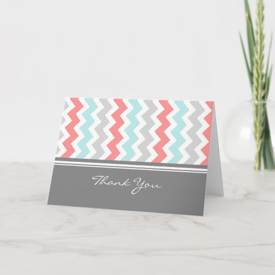 Coral Aqua Gray Baby Shower Hostess Thank You Zazzle Com