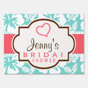 Coral, Aqua Tropical Bridal Shower Sign