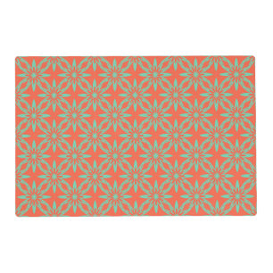 Coral Aquamarine Flower Seamless Pattern Laminated Placemat