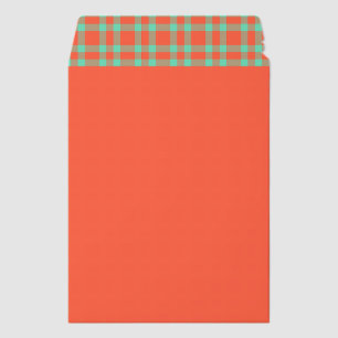 Coral Aquamarine Plaid Pattern Envelope Mailers