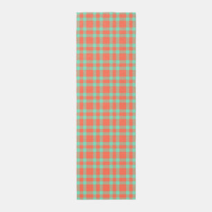 Coral Aquamarine Plaid Pattern Outdoor Rug