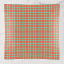 Coral Aquamarine Plaid Pattern