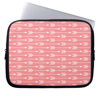 Coral Arrows Pattern Laptop Sleeve by heartlockedcases at Zazzle
