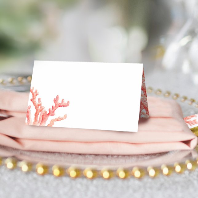Coral art wedding place cards (Creator Uploaded)