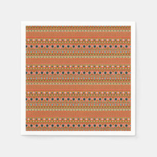 Coral Aztec Style Southwestern Pattern Paper Napkins