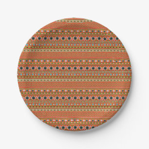 Coral Aztec Style Southwestern Pattern Paper Plates