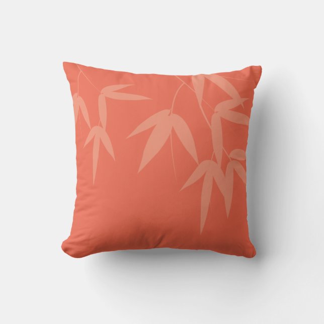 Coral Bamboos Throw Pillow (Front)