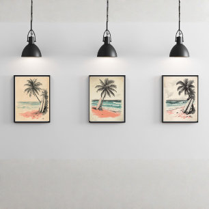 Coral Bay Dreamscape – Vintage Tropical Beach Wall Art Sets